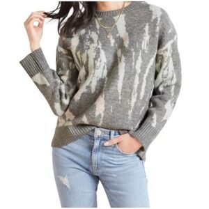 Rails Tie Dye Crewneck  Sweater Long Sleeves Gray/White Women's Size L
